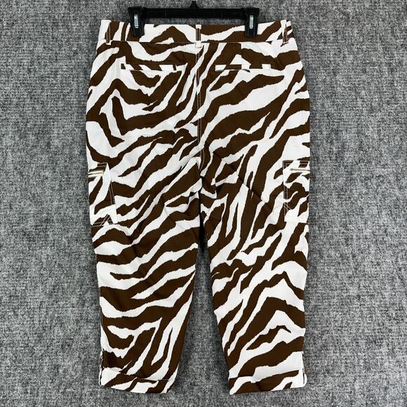 Chicos Pants Womens Large 12 Petite 2P Stretch Crop Capri Tapered Zebra Casual - Picture 2 of 12